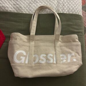 Glossier Cream Canvas Tote with Logo